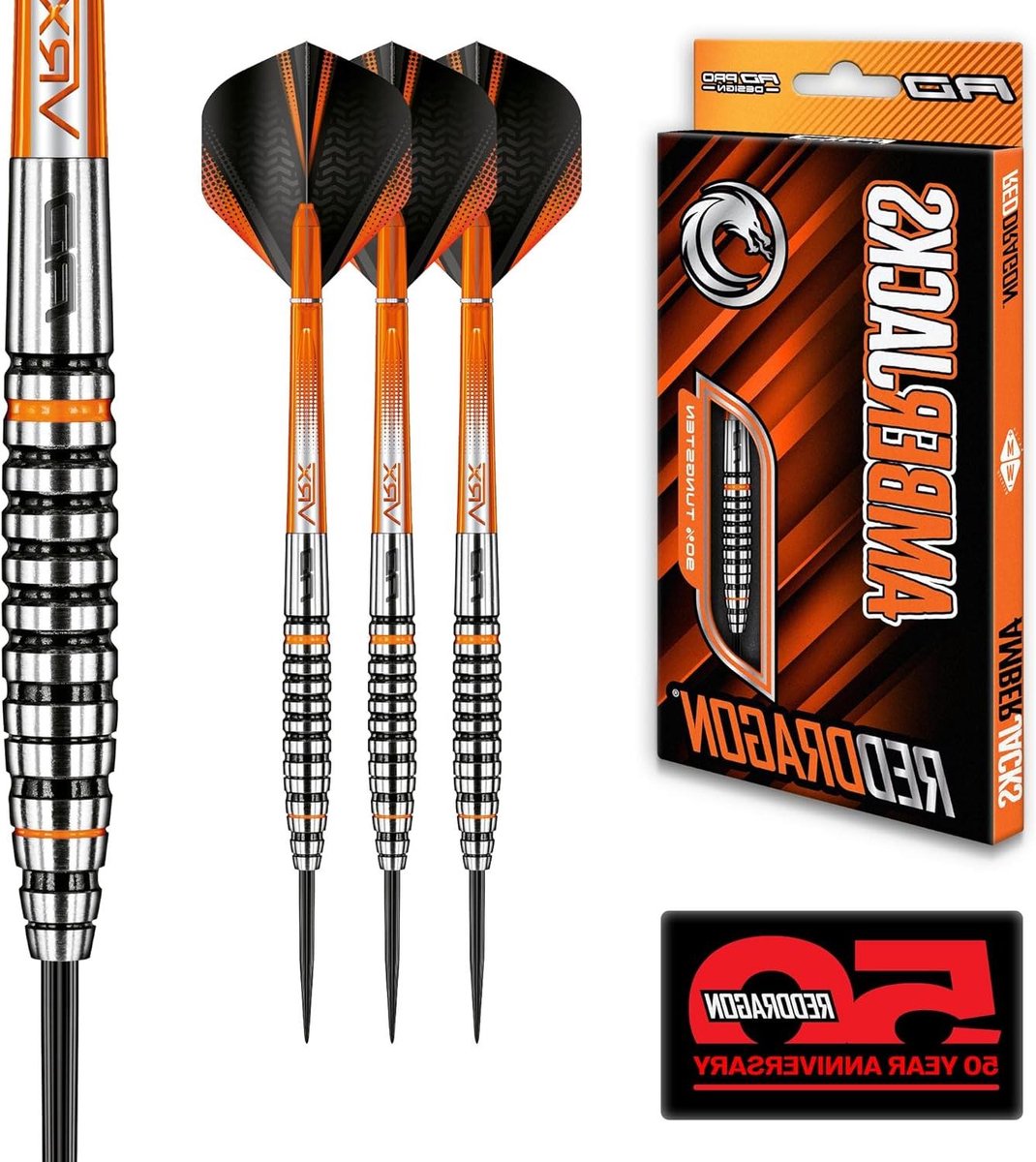 Tungsten Steeltip Dartpijlen - Professionele Darts Set - Darts Spelen - 90% Tungsten Materiaal - 27 gram - Zwart en oranje