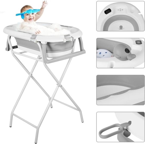 Babybad op Standaard - Opvouwbaar Babybad - Baby Verzorgen - Met Houder en Afvoer — afbeelding 3