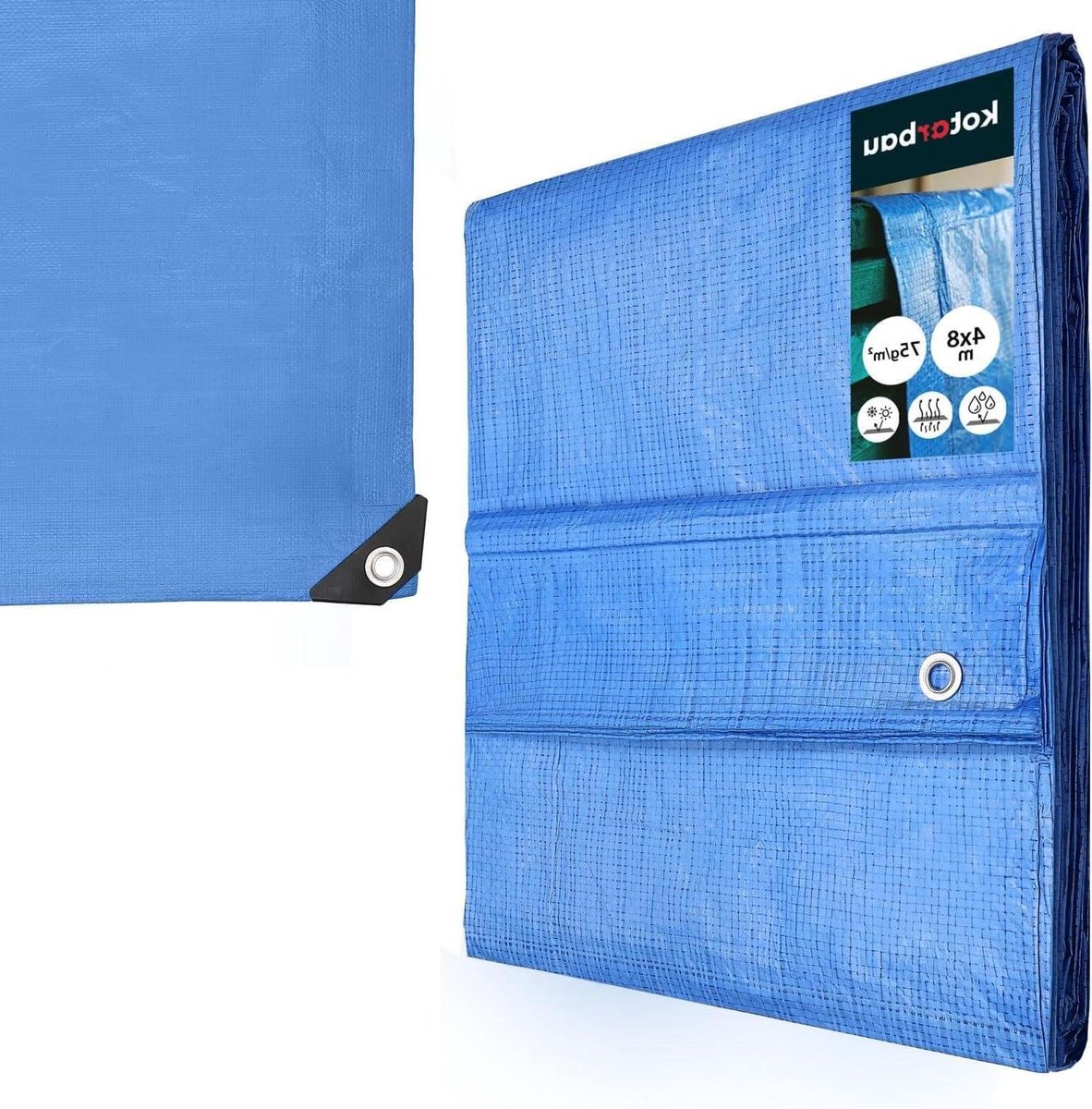 Afdekzeil - Beschermzeil Zeil - Spullen Beschermen - Waterdicht Uv-bestendig - 4 x 8 m - Blauw