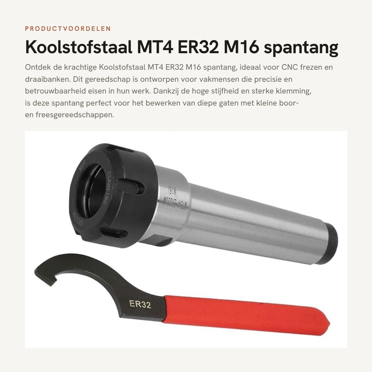 Dailygoods- Spantanghouder hoge stijfheid - Koolstofstaal - ER32 - MT4 - Gereedschapswand - Diepe gaten bewerking - Gereedschapshouder