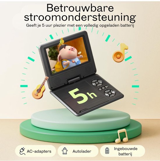 Ploutos® Draagbare DVD Speler - Compacte Mediaspeler - Regiovrij met MP3 Ondersteuning - Zwart -‎5cm x 16cm x 21cm — afbeelding 3