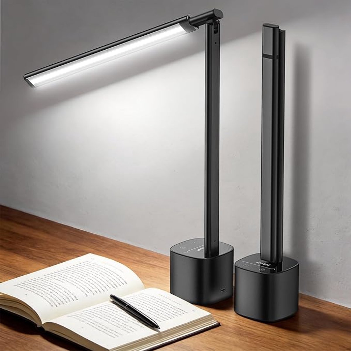 Draadloze Bureaulamp – 5000mAh Accu – LED Tafellamp – Aanraakbediening – Traploze Dimming – 3 Kleurtemperaturen – 180° Verstelbare Hoek – Oogvriendelijke Draagbare Lamp – Kantoor & Thuis – Energieklasse A