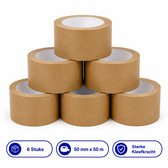 Papieren Tape Bruin - 6 Rollen - 50 mm x 50 m - Eco Verpakkingstape - Sterke Papier Tape voor Dozen, Verpakken & Verzenden | Propacker