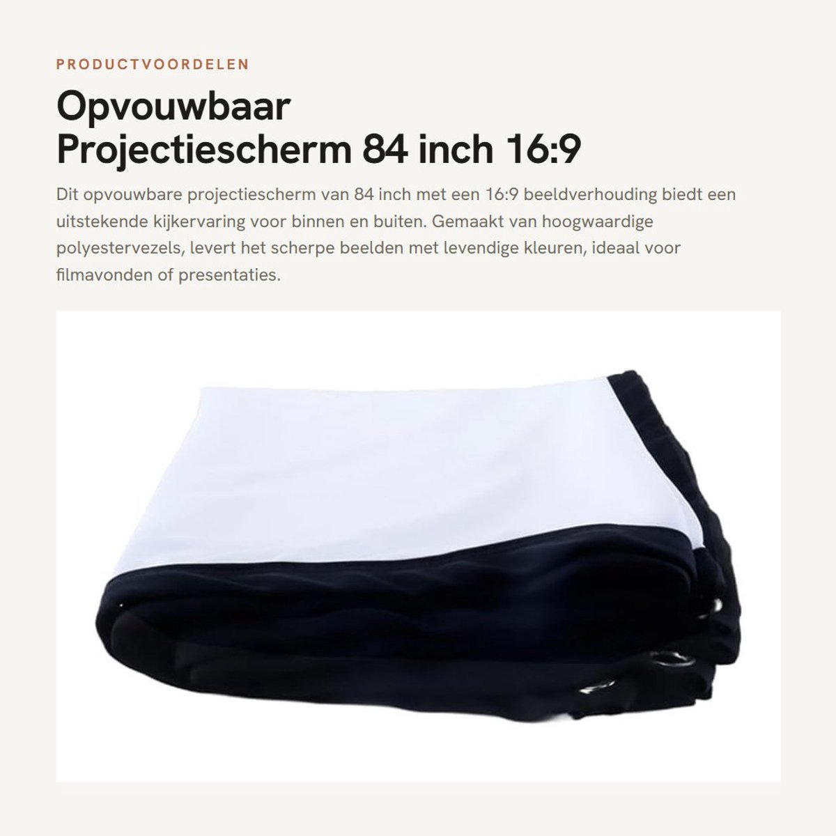 Dailygoods- Projectiescherm 84 Inch - Opvouwbaar/Draagbaar - Buitenprojectiescherm - HD/Polyester - Scherpe Beelden - Lichtblokkerend Materiaal - Buitenbioscoop