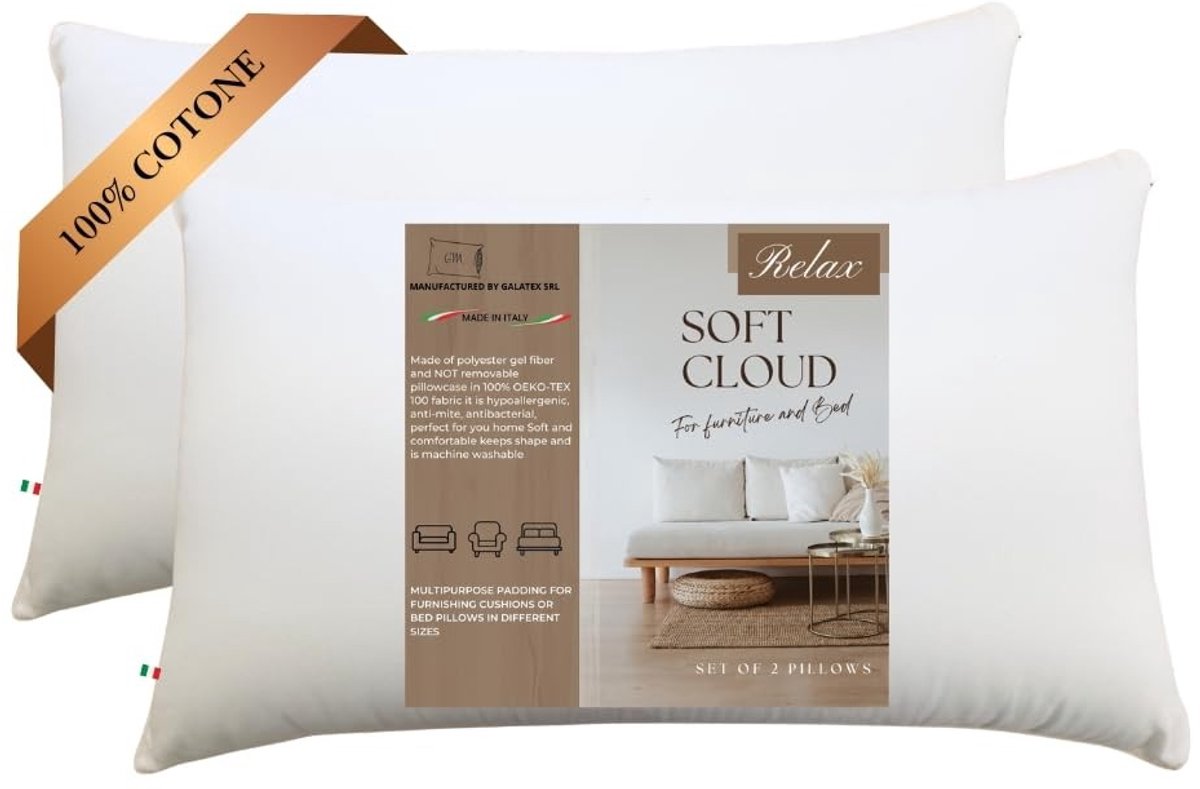 Dailygoods- Bedkussens Set van 2 - 40 x 60 cm - Hypoallergene Vezelvulling - 100% Katoen - Multifunctioneel - Gegarandeerd Comfort - Kussens