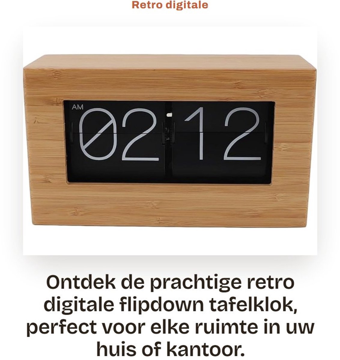 Dailygoods - Retro digitale flipdown tafelklok - Bureauklok met groot digitaal display - Bruin - Batterijgevoed - Decoratie voor thuis en kantoor