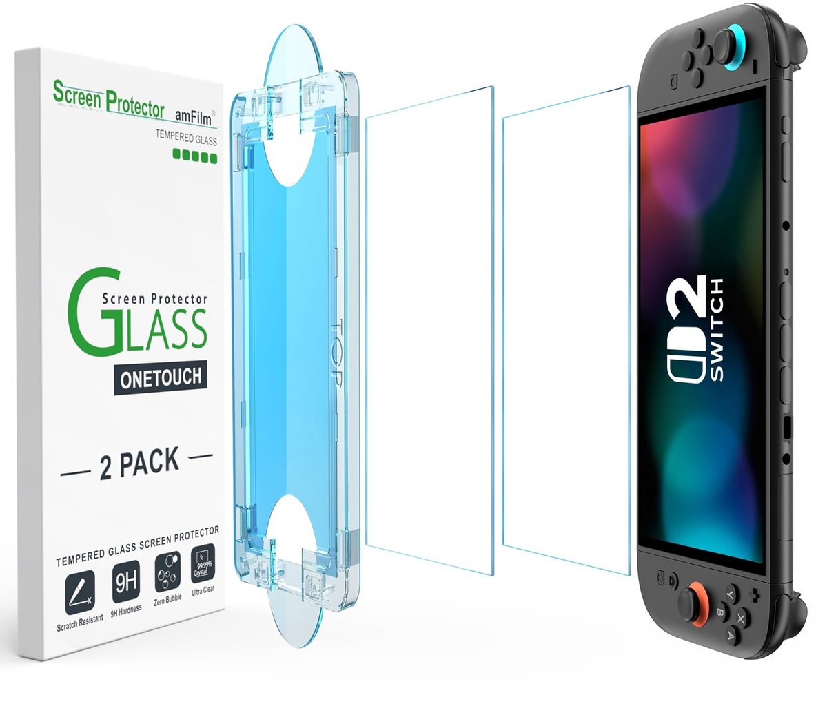 Dailygoods- Screen Protector - Ontworpen voor Nintendo Switch 2 - Bubble Free - Auto Alignment Kit - 2-Pack - Schokbestendig - Schermfolie