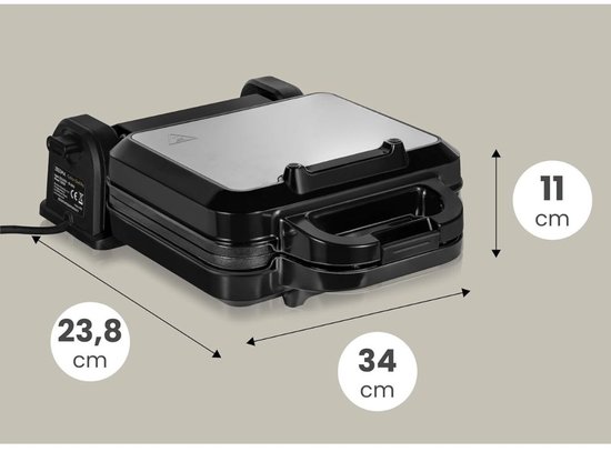 Ploutos® Wafelijzer Met Verwisselbare Platen - Antiaanbak Wafelmaker - Wafelijzer met Verwisselbare Bakplaten - Zwart - 24cm x 34cm x 11cm — afbeelding 2