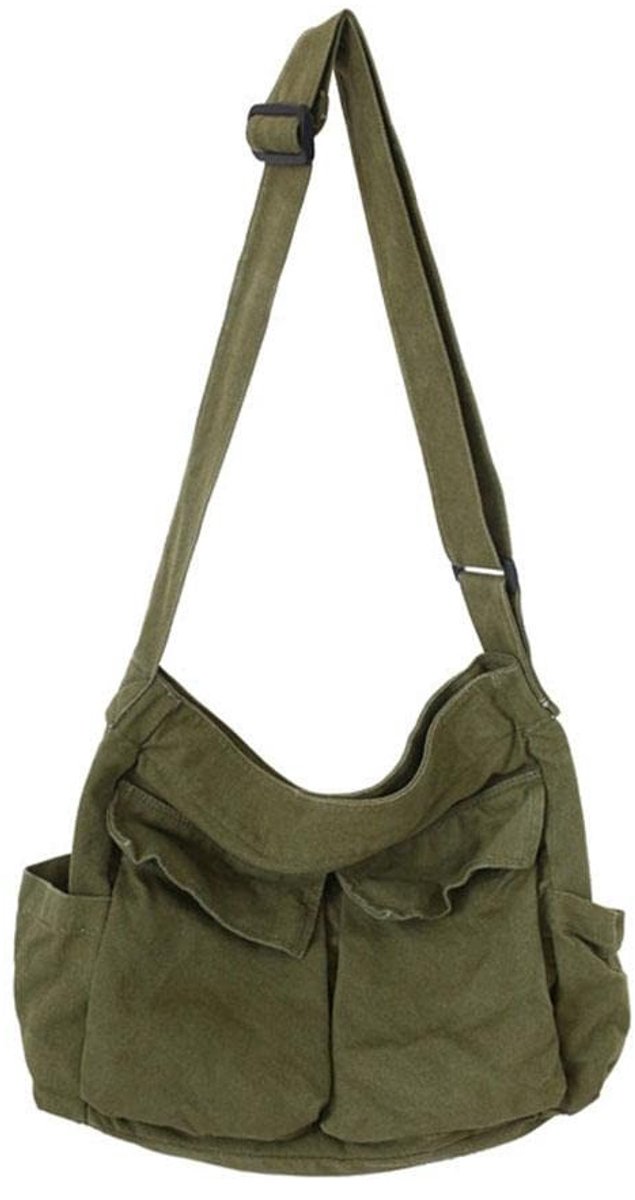 Dailygoods- Crossbody Tas Grote Capaciteit - Canvas Schoudertas - Verstelbare Schouderriem - Messenger Tas - Geschikt voor iPad en Mobiele Telefoon - Ideaal voor Kantoor en Winkelen - Messenger Bag