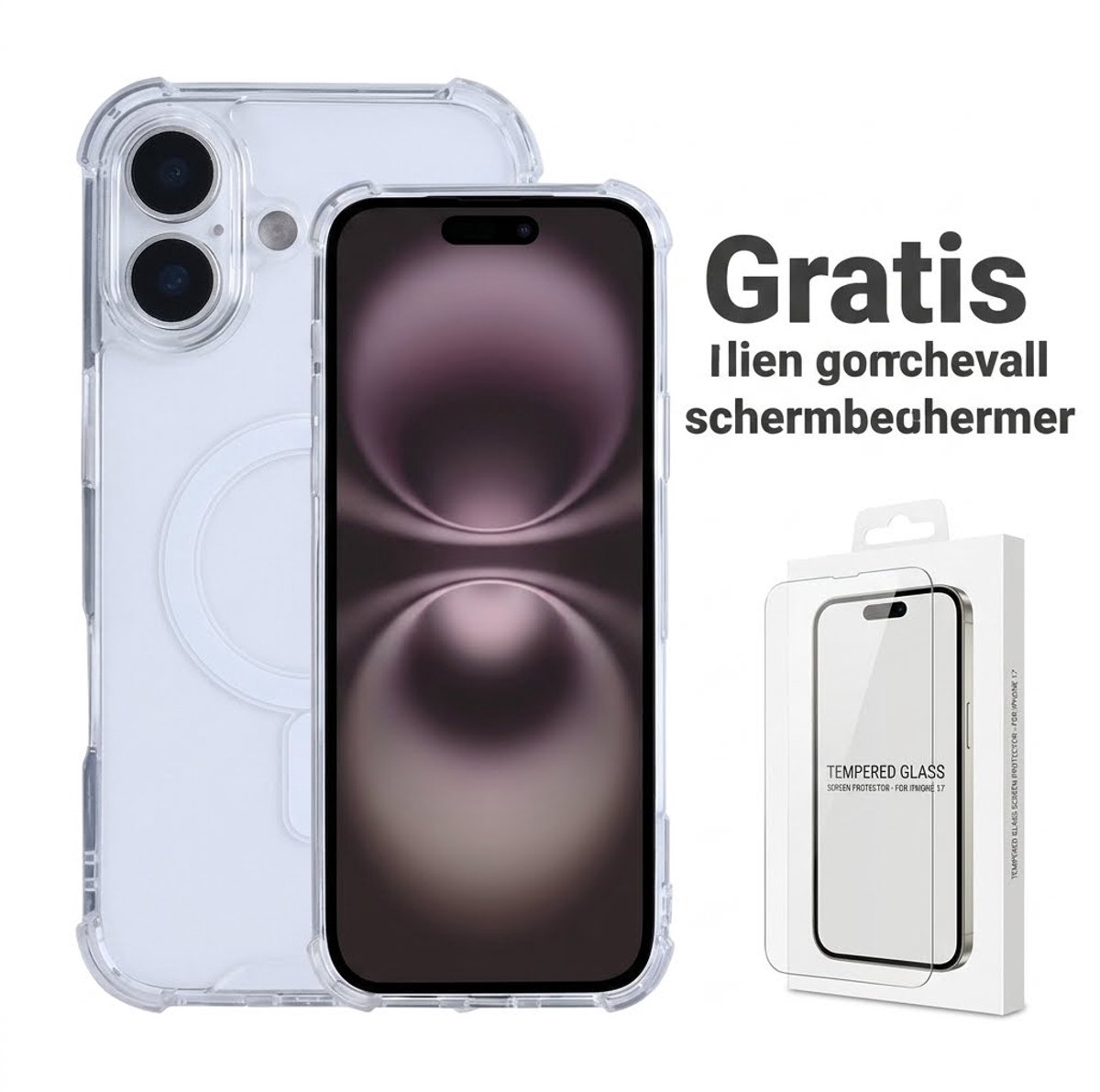 Rixus Anti-Burst Case With MagSafe Compatible For Apple iPhone 17 Transparent