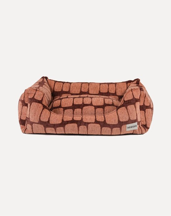 DOGGUO® Hondenmand Orthopedisch - L 100x78 cm - Hondenkussen - Honden Kussen voor Grote Hond - Zachte Hondenbed met Rand - Wasbare Hoes - Memory Foam - Dog Bed - Coussin Chien - Brown Peach