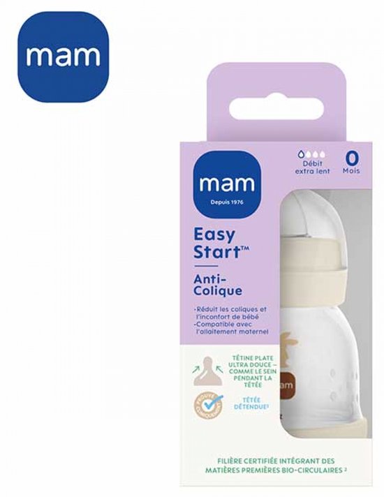 MAM Zuigfles Easy Start 130 ml 0 Maanden Debiet 0 Extra Traag (Modellen : Zand) — afbeelding 5