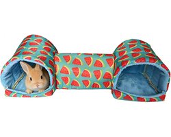 Konijnenhuis Hamster Kasteel - Klein Dierenonderkomen - Spelen en Rusten - Vormbehoud Duurzame Voering - 27x27x3 cm - Watermeloen