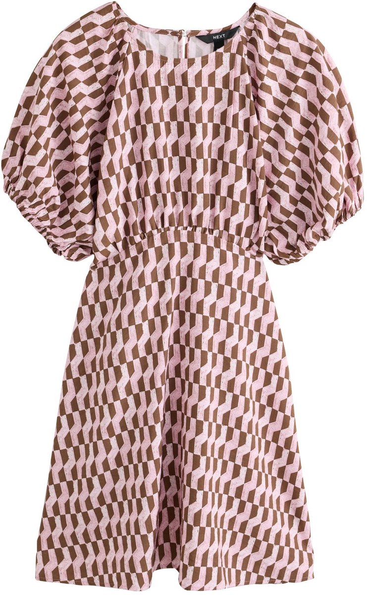 Next - Dames - Mini-jurk met pofmouwen - Roze