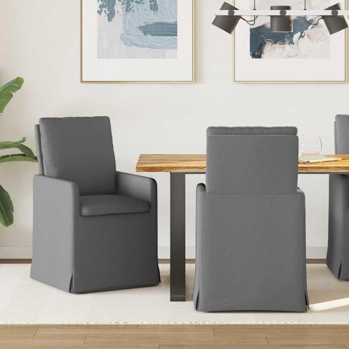 Eetkamerstoelen set - Stoelen met wieltjes - Comfortabel tafelen - Ergonomisch ontwerp - 2