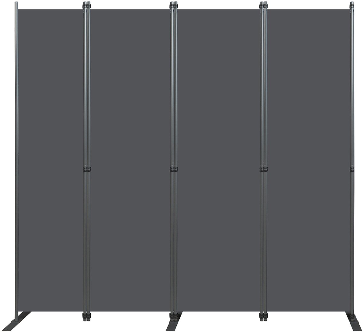 Ruimteverdeler, groot, paravent-scherm, 4-delig, 204 x 180 cm, privacybescherming voor binnengebruik, vrijstaand, voor kantoor, slaapkamer, woonkamer, eetkamer, werkkamer - Grijs