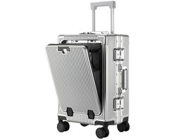 Merkloos Raven Trading Handbagage Koffer 20 Inch Lichtgrijs - Business Cabinekoffer met Laptopvak en Vooropening - Reiskoffer Cabin Trolley