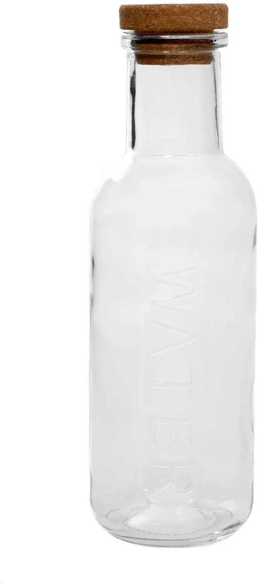 HOMLA - 4-Delige - Maeve Karaf - Glazen Waterkaraf met Kurken Stopper - Luxe Schenkkan voor Water, Sap & Dranken - Transparante Glazen Fles - Moderne Tafeldecoratie - 27.6 x 8 cm - 1L - Transparant — cadeau in Koken & Dineren - foto 4