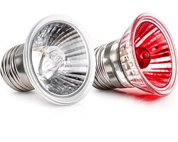 UniEgg® Duo 2x UVB + UVA ROOD Reptielenlamp 50 Watt –stimuleert de eetlust en gezondheid - terrarium - warmtelamp - halogeenlamp - UVA + UVB ROOD- voor schildpadden - hagedissen - slangen - vogelspinnen