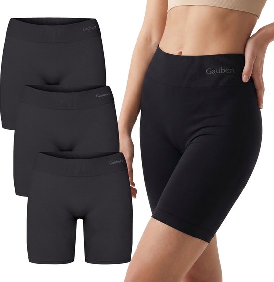 Lot de 3 shorts de cyclisme sans couture en bambou - Leggings courts - Short anti-frottement sans couture - Beige - Taille L/XL - 3109-Beige