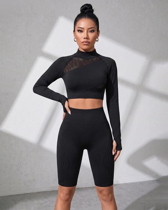 Dailygoods- Sportleggings Anti Cellulite - Hoge Taille - Compressie - Ondoorschijnend - Zwart - Draagcomfort voor Yoga/Fitness - Yogabroek van Dailygoods — afbeelding 2