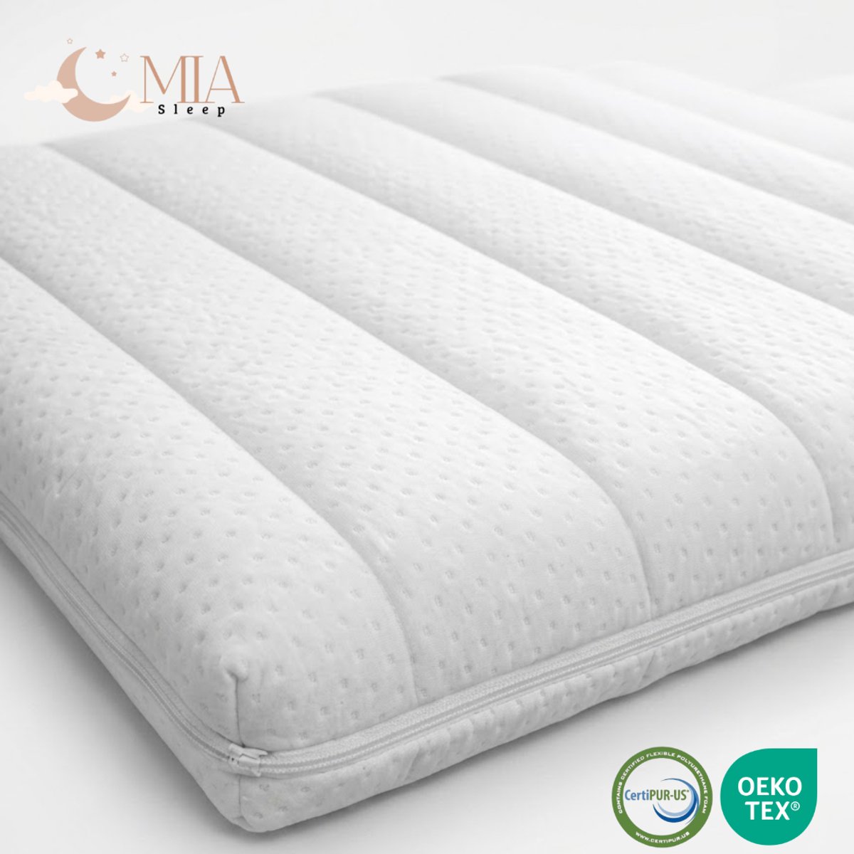 MIA Sleep Hotel Topper 160x210 - Topdekmatras - Hotel Kwaliteit - HR45 Koudschuim - Circa 9 cm dik - Afritsbaar - Luxe Bamboo Tijk - Wasbaar - Ventilerend - Orthopedisch Wit