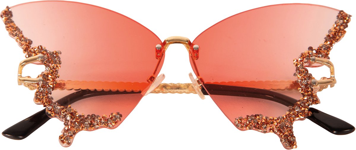 Vlinderzonnebril – Roze– Fashion Accessoire - Fairy - Festival - Hype - Vlinder - Roze Zonnebril - Fantasy bril - Butterfly