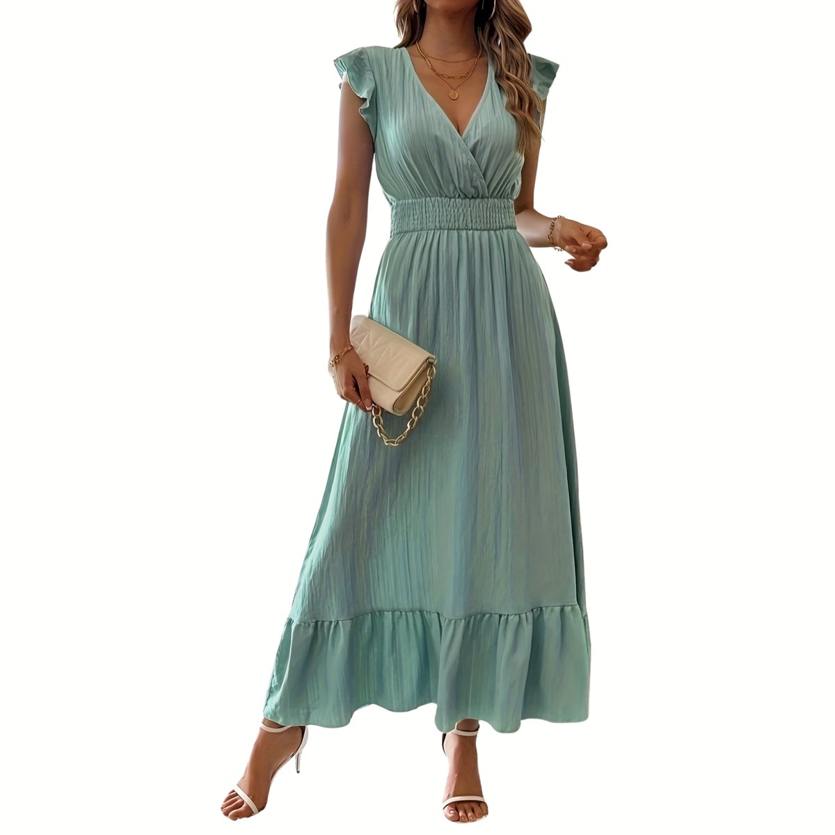 Currero Zomerjurk Dames Zomerjurken Volwassenen Vrouwen Midi Jurk Ibiza Stijl Sundress Dress Lichtgroen