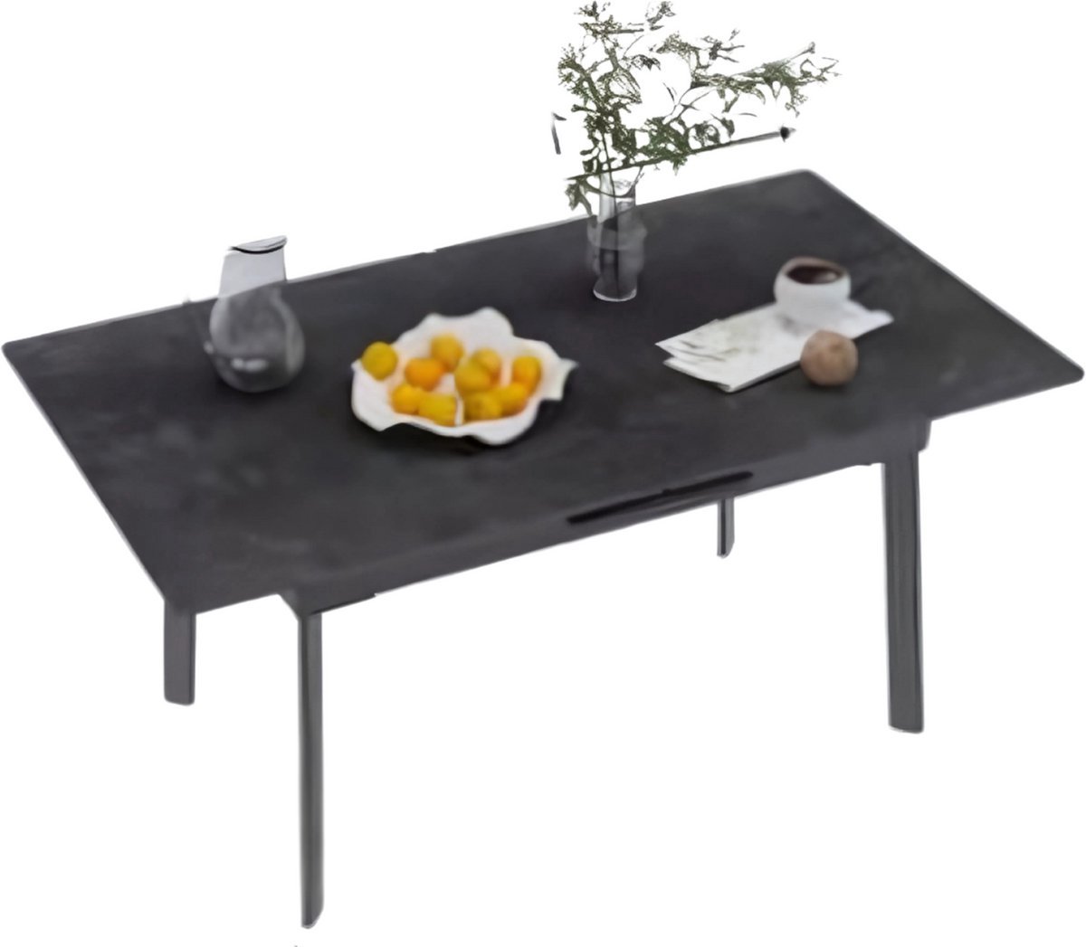 Eettafel 160cm Zwart - 4 tot 8 personen, Uitschuifbaar en 130-160cm - Voor Eetkamer, Woonkamer en Kantoor
