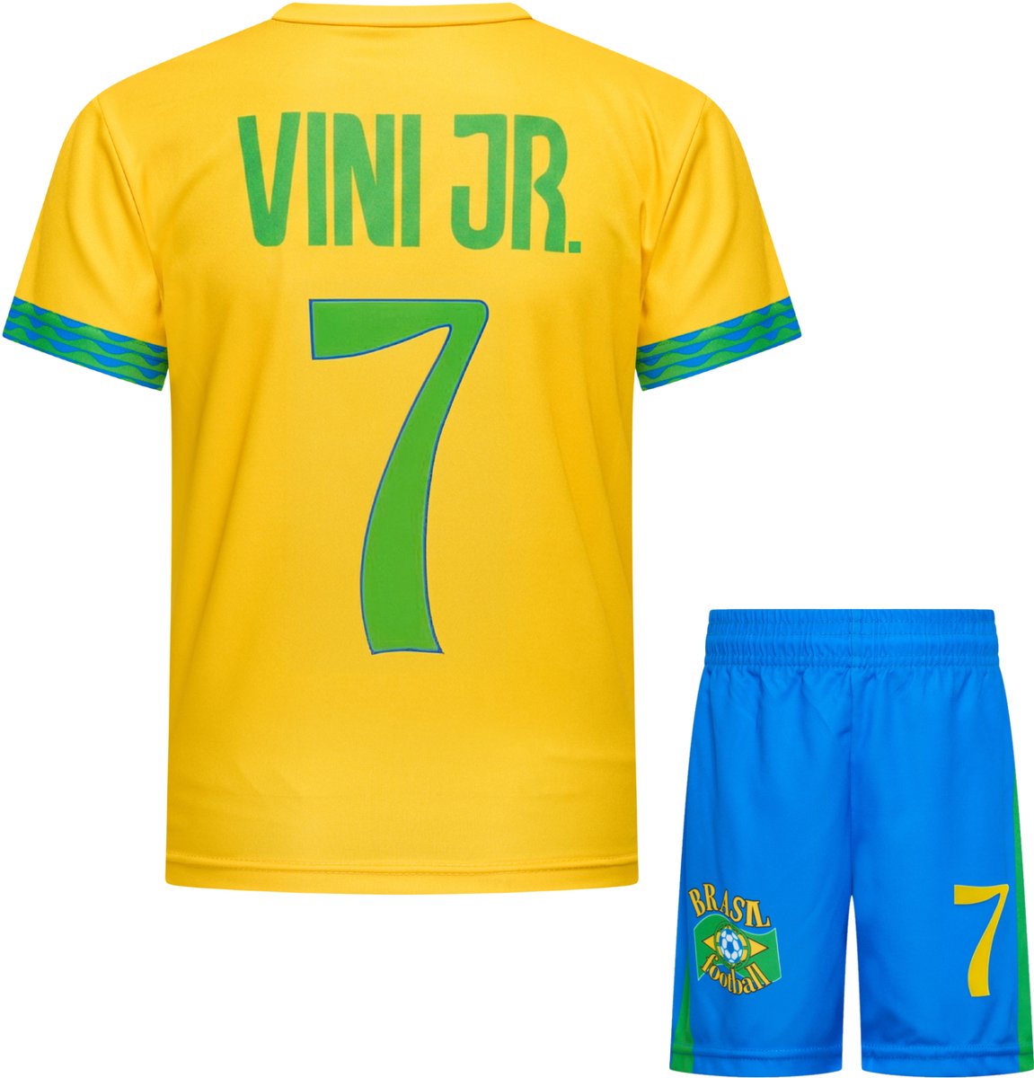 Vinicius Junior Voetbalshirt en Broekje Brazilië Voetbaltenue Vini Jr. - Voetbaltenue kinderen - Maat 128