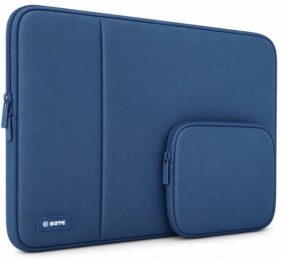 BOTC Laptophoes 14 inch - 2-delige - Laptopsleeve met Etui - Laptophoes/ Sleeve - Extra Vak-Blauw