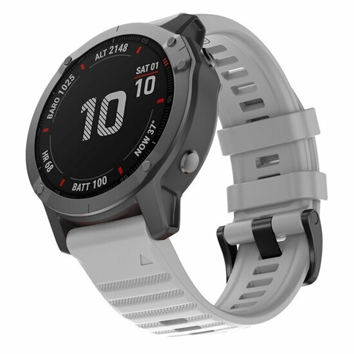 By Qubix - Geschikt voor Garmin bandje - 26mm Quickfit - Siliconen bandje - Grijs - Geschikt voor Garmin Fenix 9 / 9 pro - 51mm