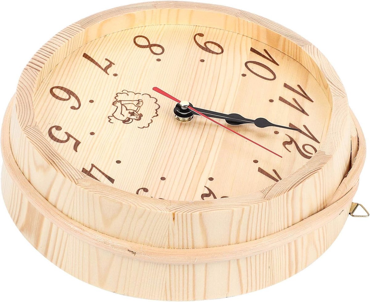 Ronde Houten Wandklok voor Thuisdecoratie, 9 Inch Sauna Timer Klok met Eenvoudige Leesbaarheid en Batterij-aandrijving