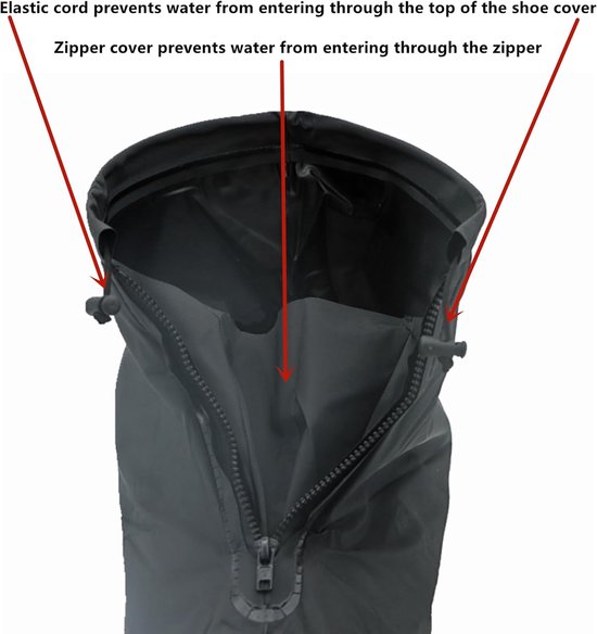 Overschoenen - Waterdicht - Regenschoenen - Schoenhoesjes - Schoenovertrekken - Waterdichte Schoenbeschermers - Met Ritssluiting En Trekkoord - voor fietsen of wandelen, licht, antislip - Zwart - XL Maat 41-42 — afbeelding 3