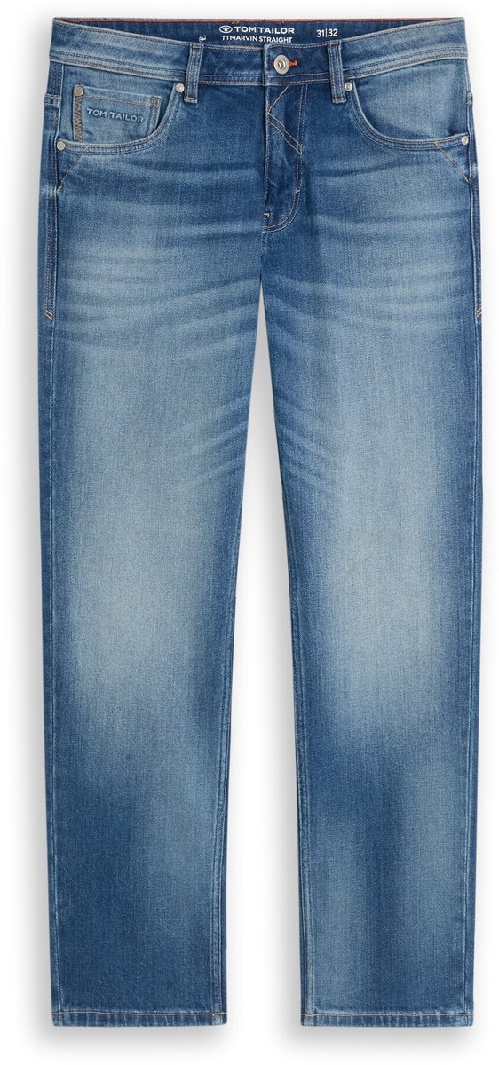 Tom Tailor - TTMARVIN STRAIGHT-jeans met stretch - Maat 33/36 - heavy used mid blue denim