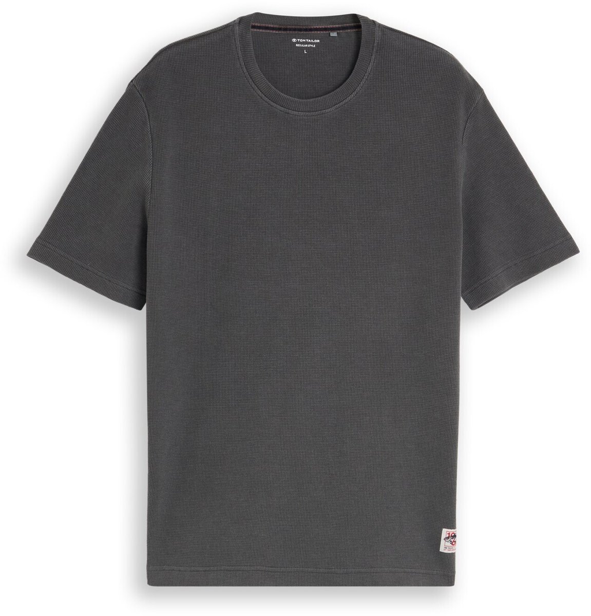 Tom Tailor - T-shirt met wafelstructuur - Maat M - Tarmac Grey