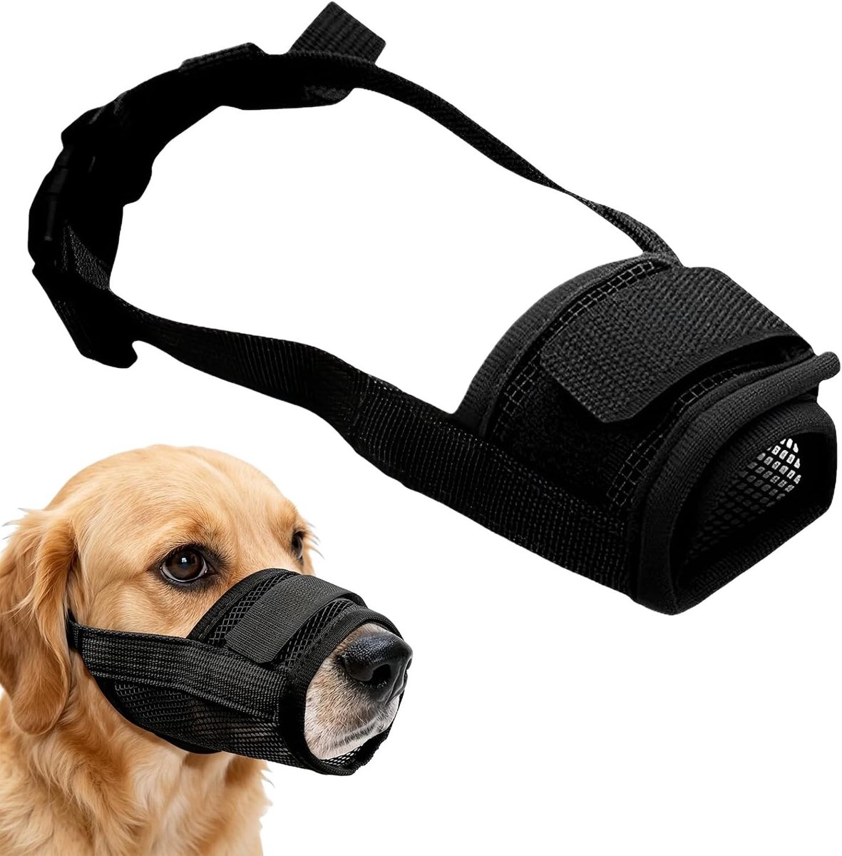 Medium Hondenmuilkorf - Zacht en Verstelbaar Ademend Materiaal - Voorkomt Bijten en Verslikken - Ideaal voor Training en Veilige Wandeling met Honden