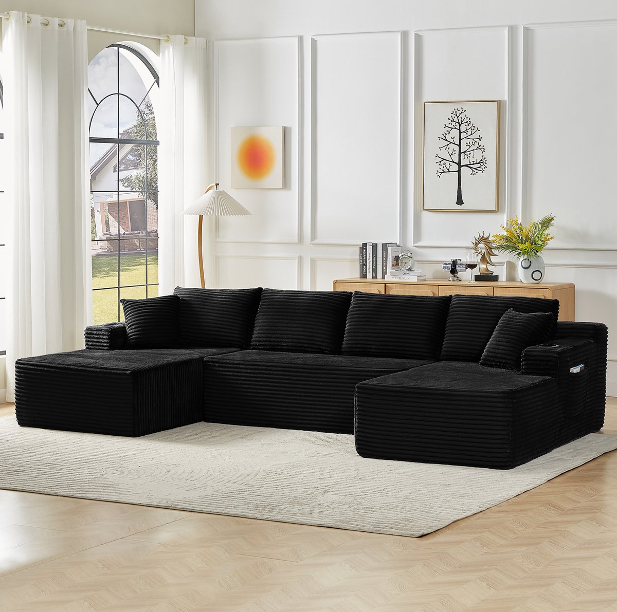 MODFU - U-bank - Modulair - Corduroy - Zwart - 6-Zits