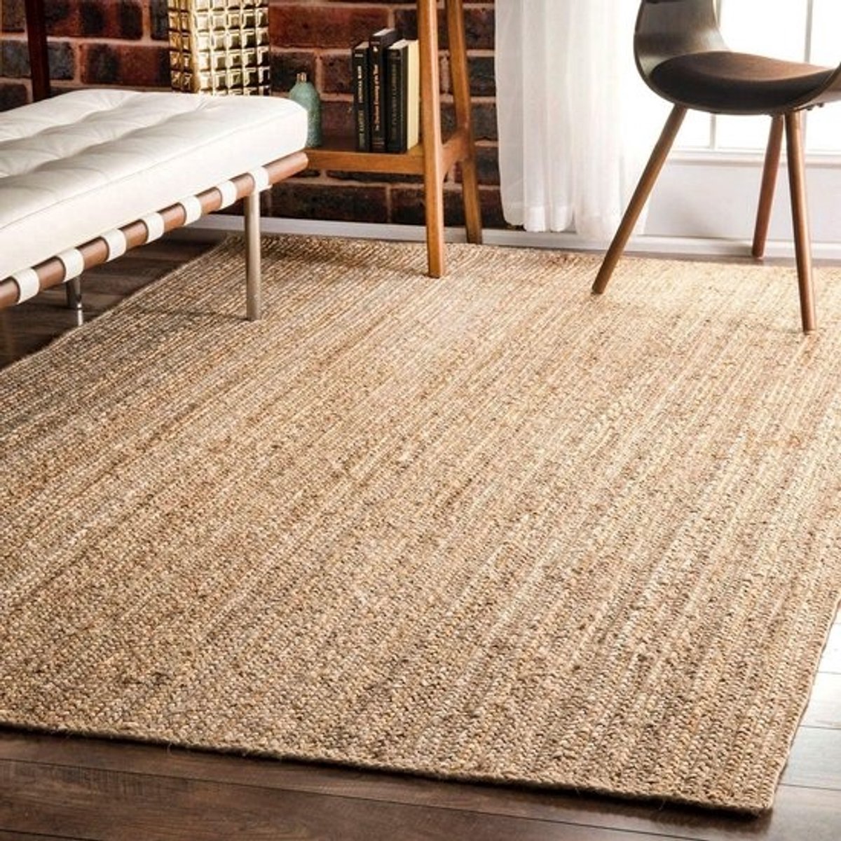 Jute Vloerkleed - Handgeweven Kleed - Woonkamer Decoratie - Handgemaakt Gevlochten - 240x240 cm - Beige