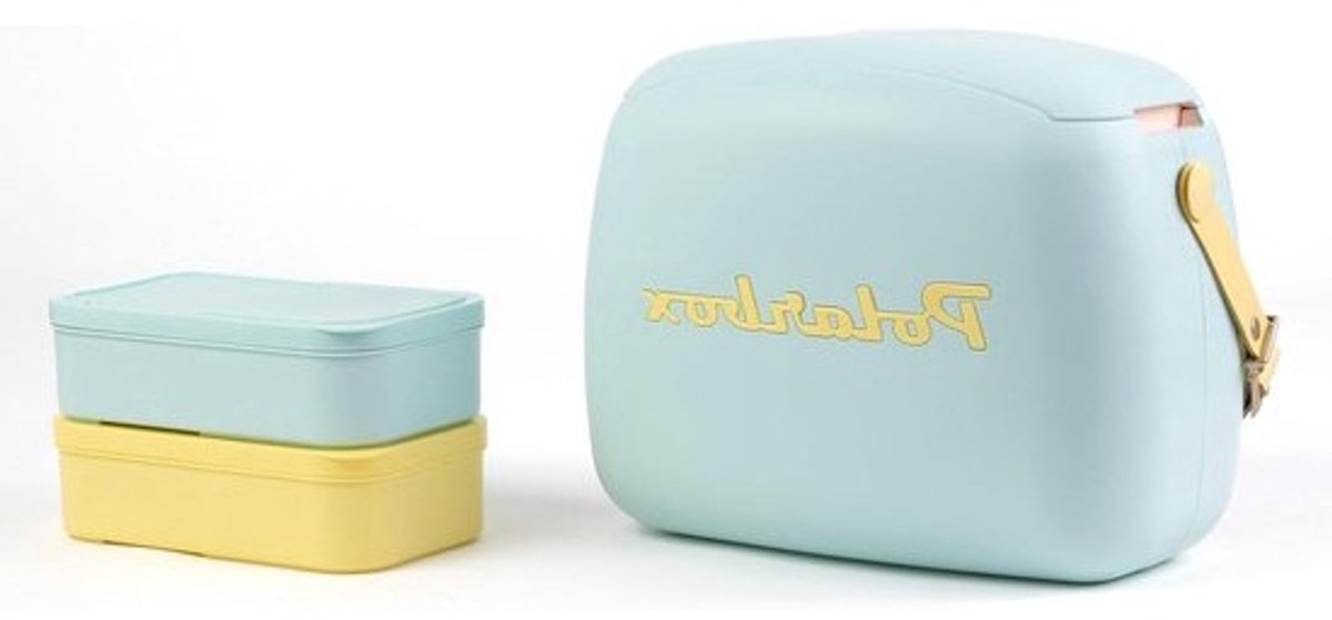 Koeltas lunchbox 6 liter blauw met gele containers geïsoleerd lichtgewicht draagtas voor werk school picknick