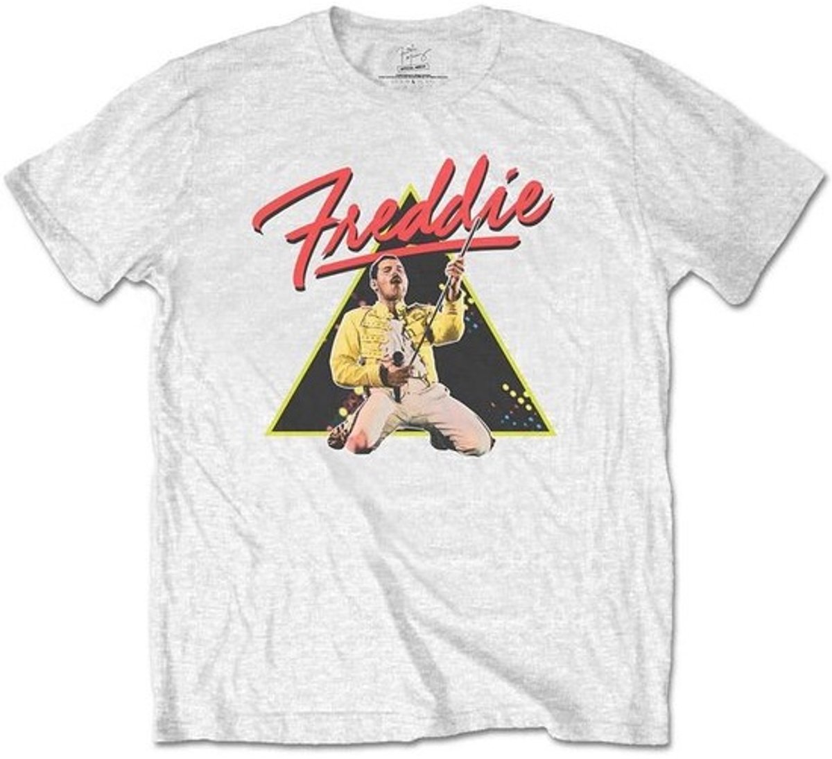 Freddie Mercury Triangle T-Shirt | Wit T-shirt met Unieke Print