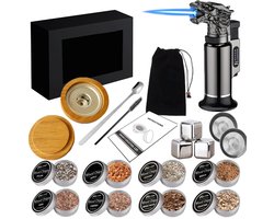 Cocktail Smoker Set – 8 Houtsoorten – RVS Whiskey Smoker met Brander – Voor Cocktails & Whisky