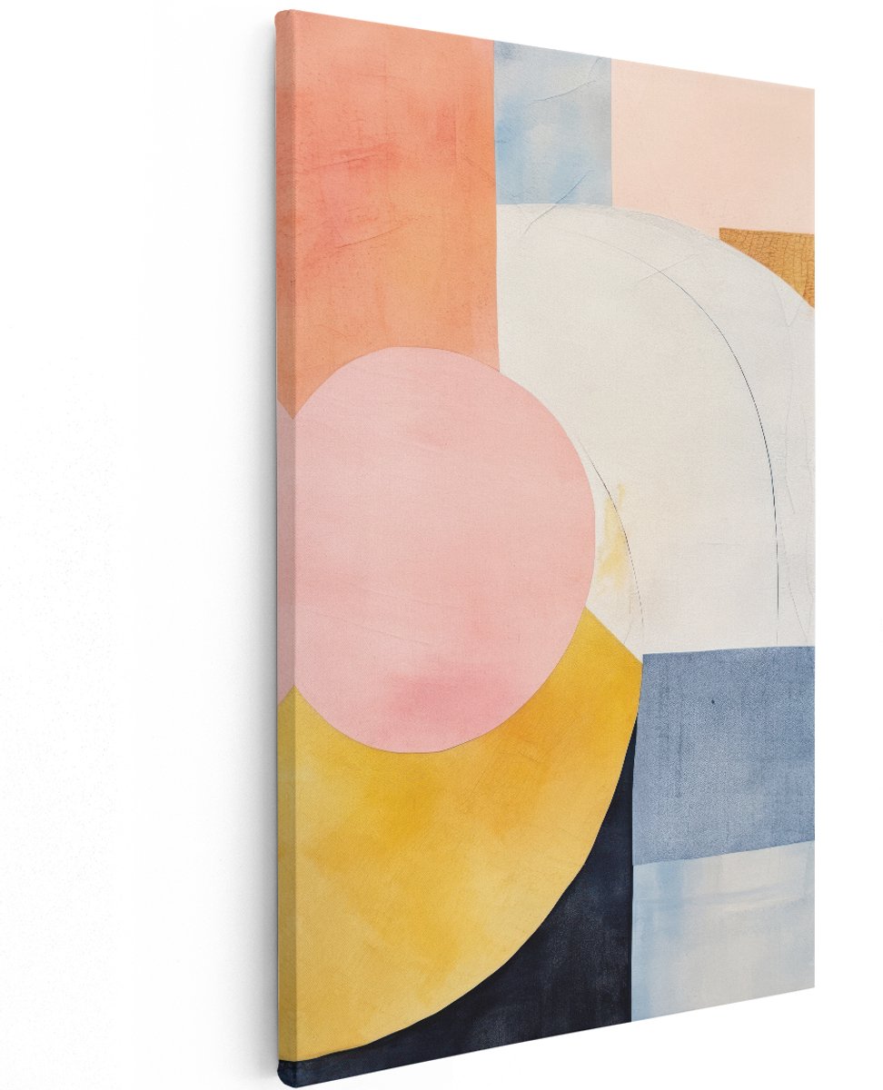 Artaza Canvas Schilderij Abstract - 120x180 cm - Groot - Wanddecoratie Modern - Muurdecoratie Geometrisch - Decoratie Pastel - Schilderijen Op Canvas