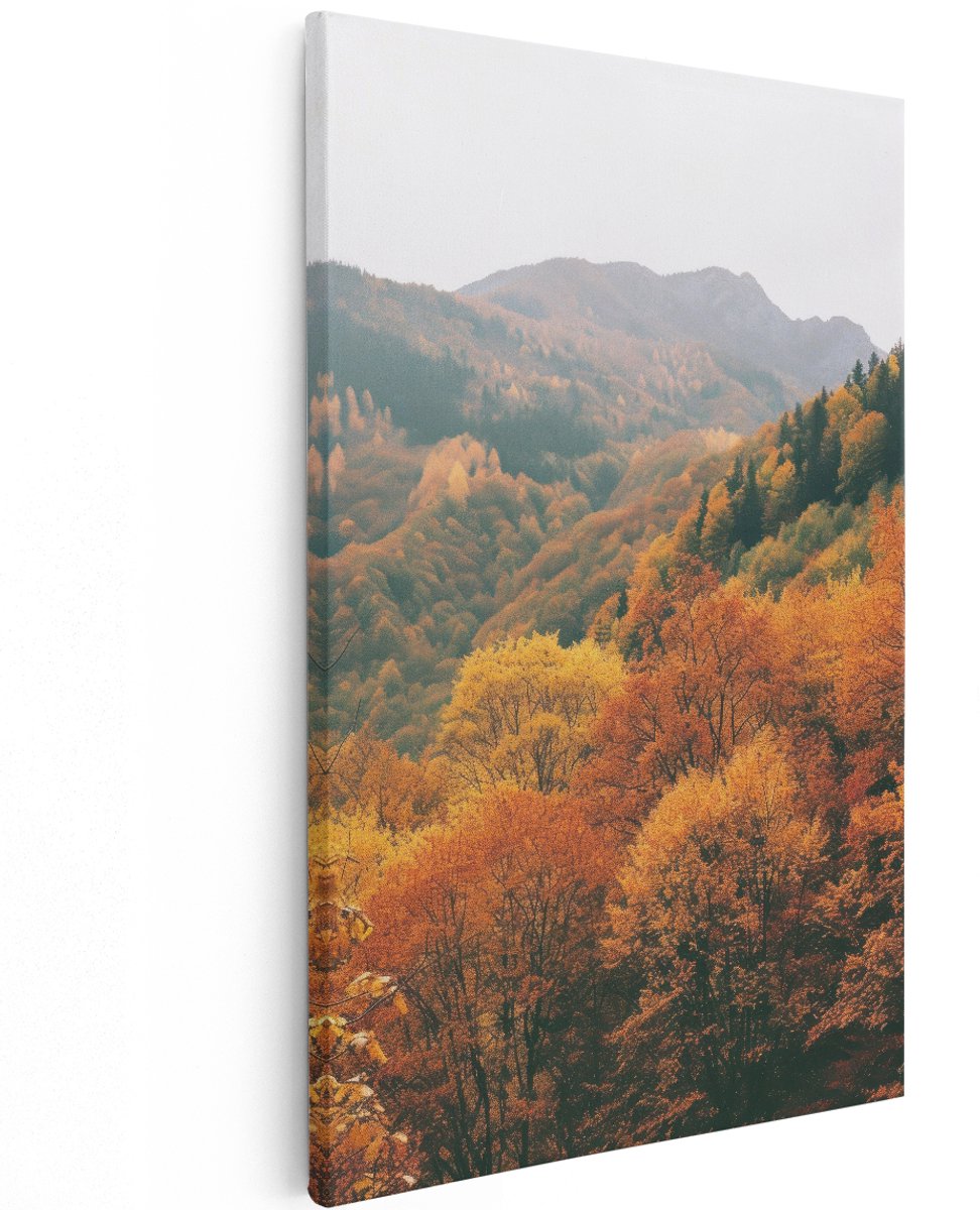 Artaza Canvas Schilderij Herfstlandschap - 120x180 cm - Groot - Wanddecoratie Bergen - Muurdecoratie Bos - Decoratie Natuur Woonkamer