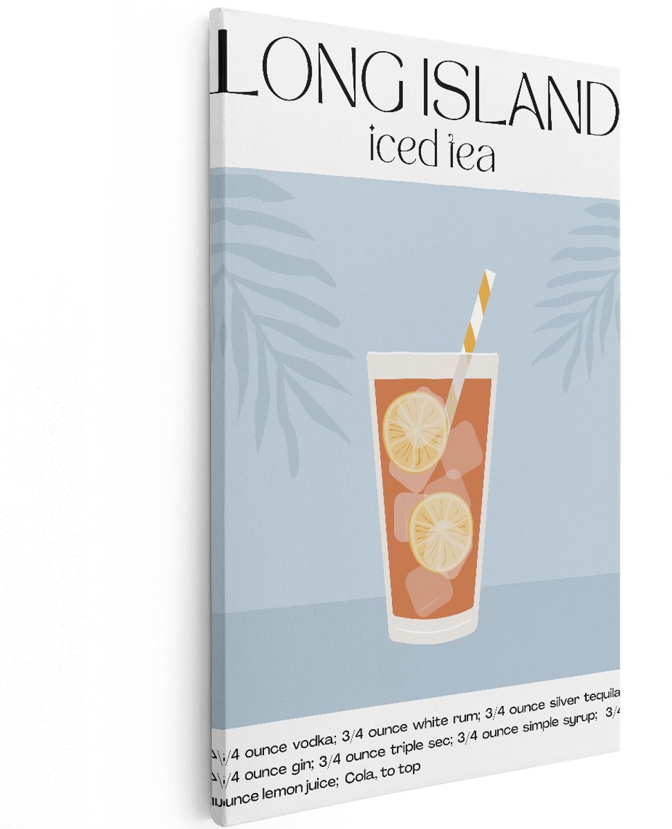 Artaza Canvas Schilderij Long Island Iced Tea - 120x180 cm - Groot - Wanddecoratie Cocktail - Muurdecoratie Bar - Decoratie Keuken Schilderijen