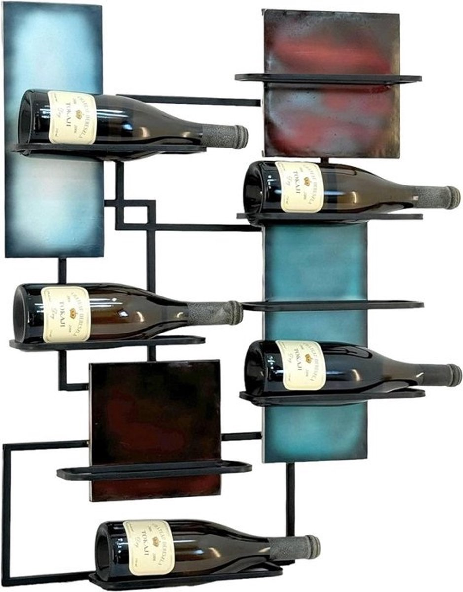 Wijnrek Metaal - Fleshouder Wand - Wijn Opslag - Modern Design - 8 Flessen - Zwart