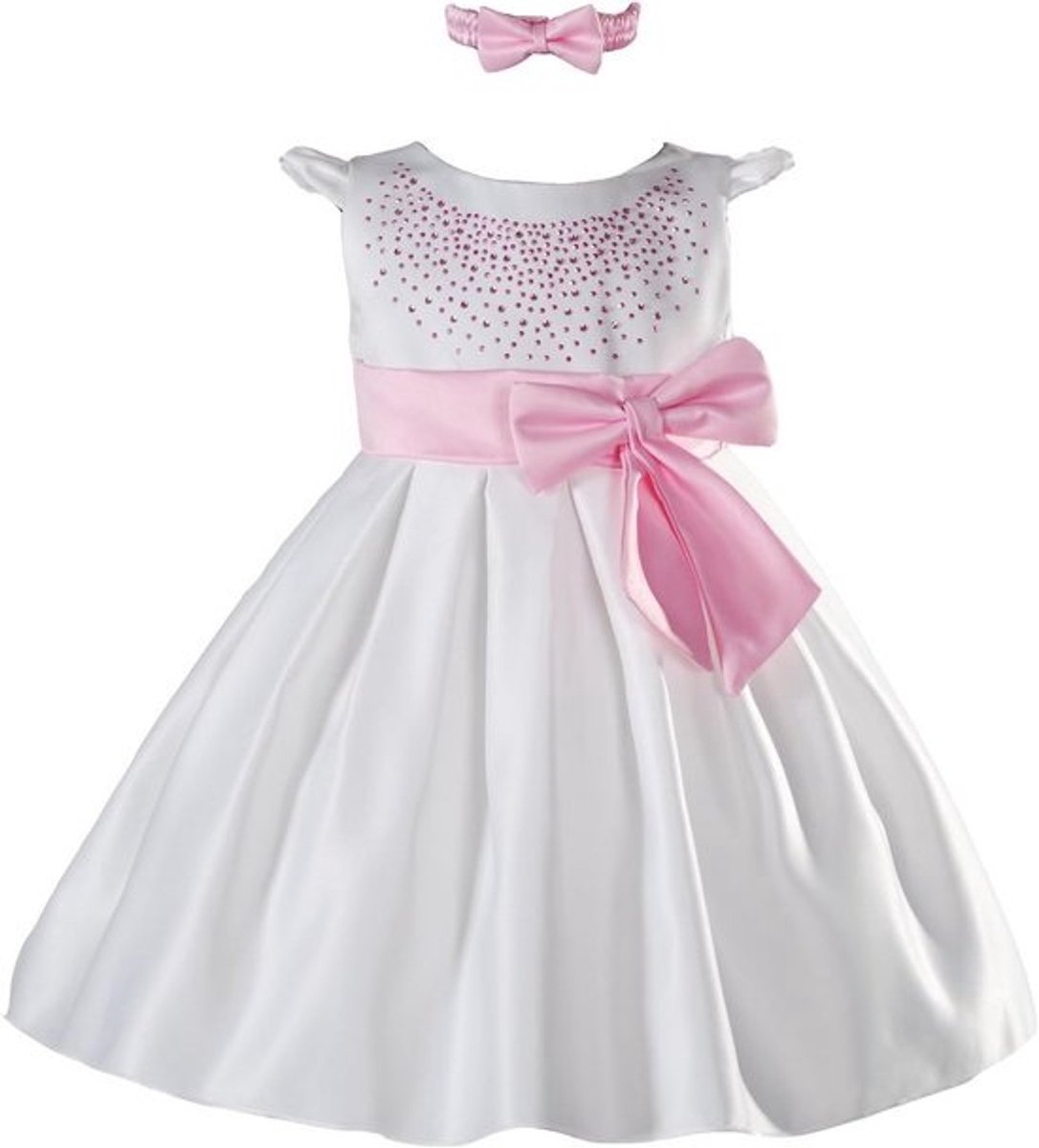 Feestjurk voor Meisjes met Hoofdband - Elegante Strik en Satijnen Look