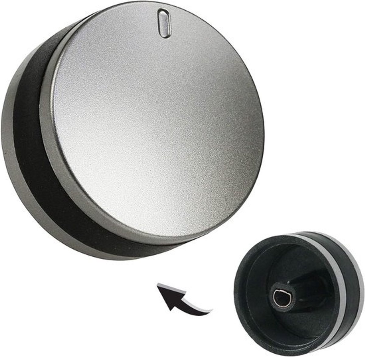 Draaipook Voor Ovenfornuis 40 mm Kunststof Zilver Zwart