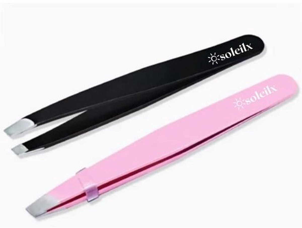 Precisie Wenkbrauwpincet Set (2 Stuks) voor Heren en Dames - Roestvrij Staal