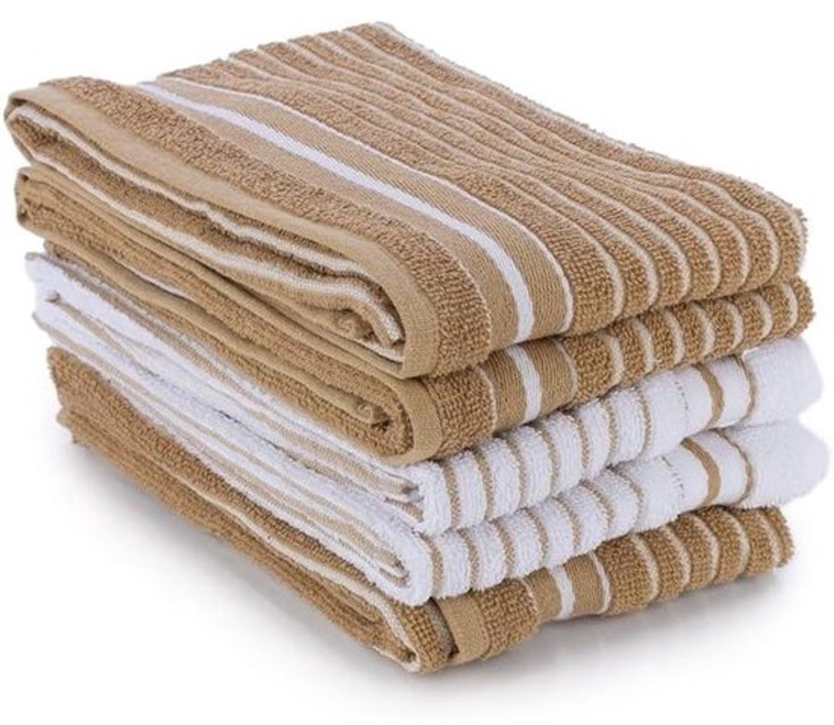 5x Keukendoeken Set van Gerecycled Katoen - Absorberende Afwasdoeken in Bruin en Wit